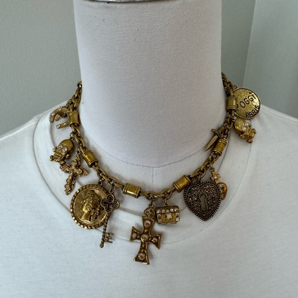 RARE - POGGI PARIS Signed charm necklace with a cross cross, dagger - Picture 2 of 5